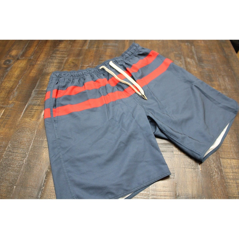 Fair Harbor Shorts Mens Large Blue Stripe Swim Trunks Lined Drawstring Beach